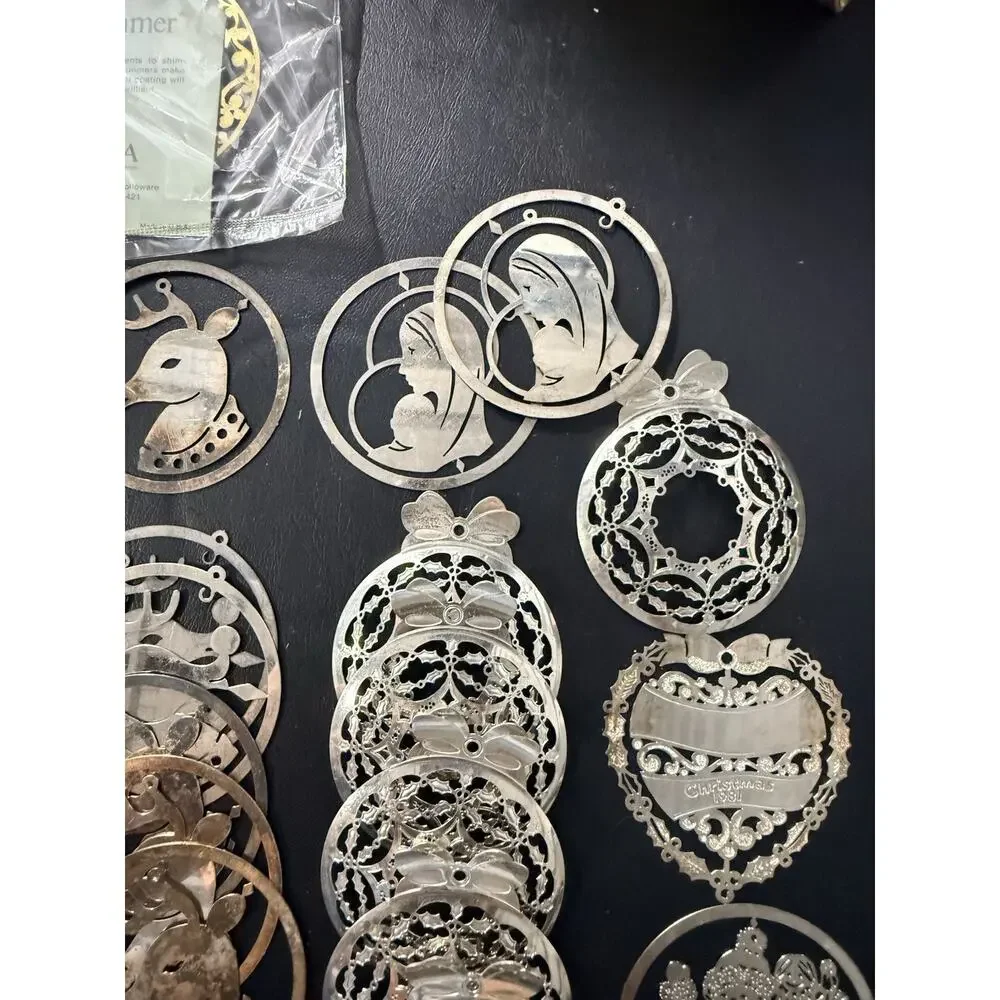 Vintage Oneida Silver Trimmer Silverplate Christmas Ornament Lot Santa Reindeer